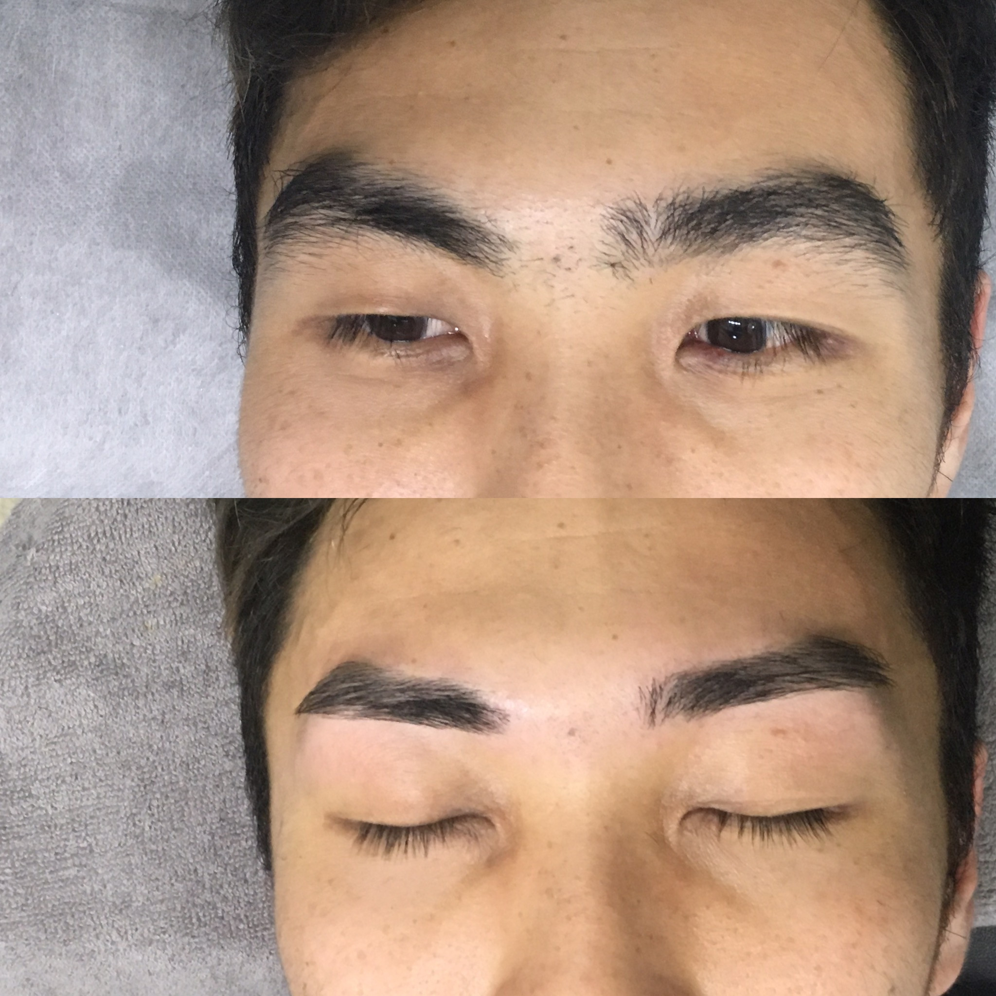 男士修眉前後對比:上圖修眉前,下圖修眉後